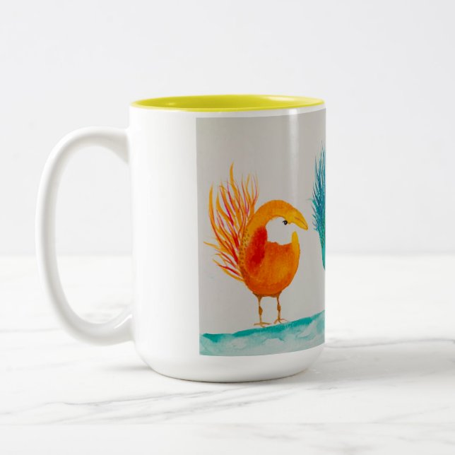 Tasse 2 Couleurs Joyce's Whimsical Birds ! Musique avec aquarelle (Gauche)