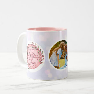 Tasse 2 Couleurs Joyeuse Fête des Mères Élégante Photo moderne