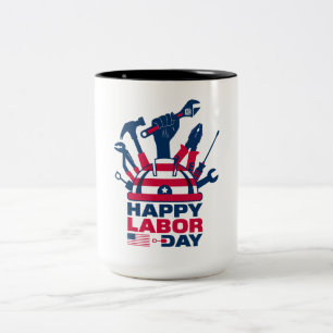 Tasse 2 Couleurs Joyeuse Fête du Travail, Fête des États-Unis