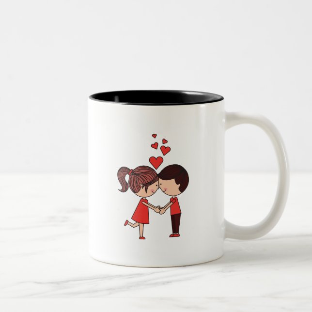 Tasse 2 Couleurs Joyeuse Saint-Valentin  (Droit)