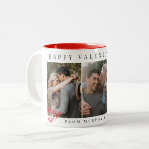 Tasse 2 Couleurs Joyeuse Saint-Valentin Cœurs Rouges Élégants 3 Pho