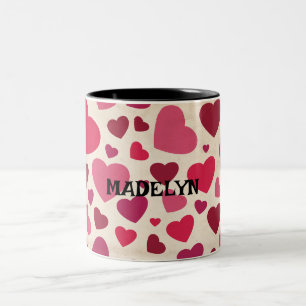 Tasse 2 Couleurs Joyeuse Saint-Valentin cœurs rouges mignons