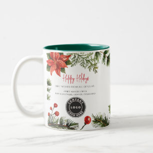Tasse 2 Couleurs Joyeuses Fêtes Logo Entreprise Employés Noël