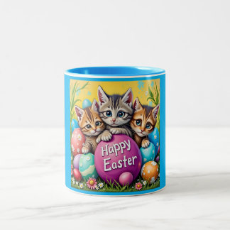 TASSE 2 COULEURS ~ JOYEUSES PÂQUES LES PETITS CHATS ~  