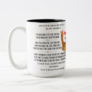 Tasse 2 Couleurs Joyeux 1er anniversaire comme ma maman avec la Gir