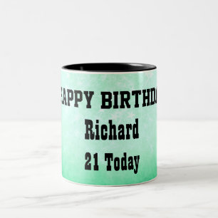 Tasse 2 Couleurs Joyeux 21e anniversaire Personnalisé