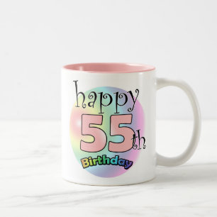 Tasse 2 Couleurs Joyeux 55ème anniversaire (roze)
