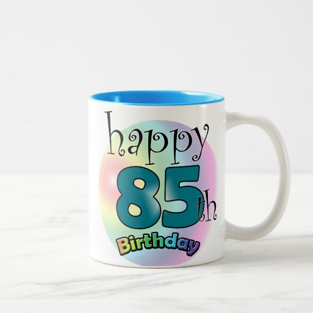 Tasse 2 Couleurs Joyeux 85e anniversaire (blauw) (Droit)