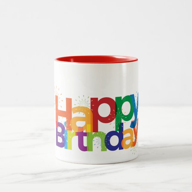 Tasse 2 Couleurs Joyeux anniversaire (Centre)