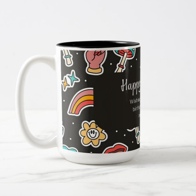 Tasse 2 Couleurs Joyeux anniversaire (Gauche)