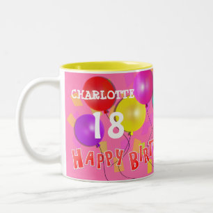 Tasse 2 Couleurs Joyeux Anniversaire Amusant 18ème Jalon Personnali