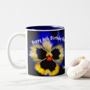 Tasse 2 Couleurs Joyeux anniversaire Maman Pansy Flower Personnalis