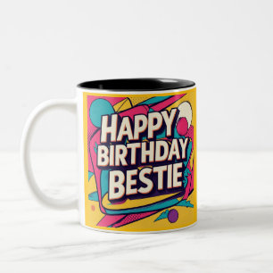 Tasse 2 Couleurs Joyeux Anniversaire Meilleure Amie - Pop Art