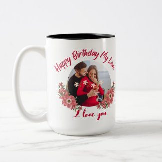 Tasse 2 Couleurs Joyeux anniversaire Mon amour