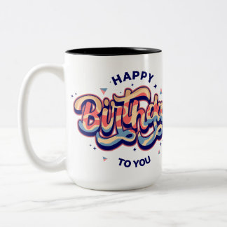 Tasse 2 Couleurs "Joyeux anniversaire pour vous : l'art de la typog