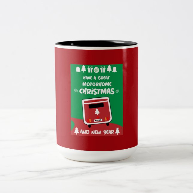 Tasse 2 Couleurs Joyeux Camping Motorhom Noël (Centre)