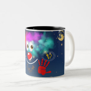Tasse 2 Couleurs Joyeux clown, étoiles et ciel