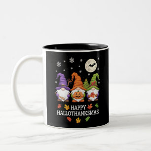 Tasse 2 Couleurs Joyeux Hallothanksmas Gnomes Lover Halloween Noël