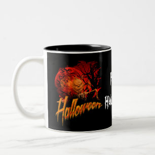 Tasse 2 Couleurs Joyeux Halloween Orange Crâne Grinning