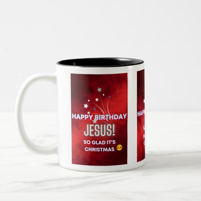 Tasse 2 Couleurs Joyeux Jésus anniversaire ! Cadeau de Noël (Gauche)
