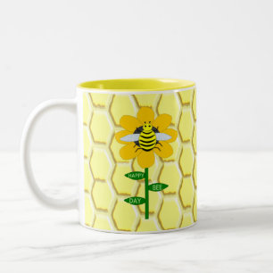 Tasse 2 Couleurs Joyeux Jour des abeilles Anniversaire Bumblebee