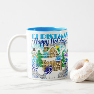 TASSE 2 COULEURS JOYEUX JOURS DE VACANCES HITER WONDERLAND RÊVES