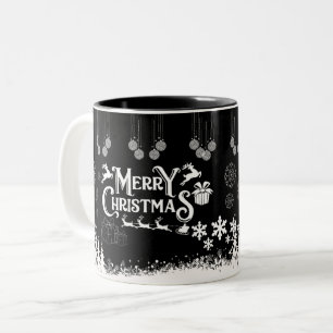 Tasse 2 Couleurs Joyeux Noël avec des cadeaux de cannes à sucre