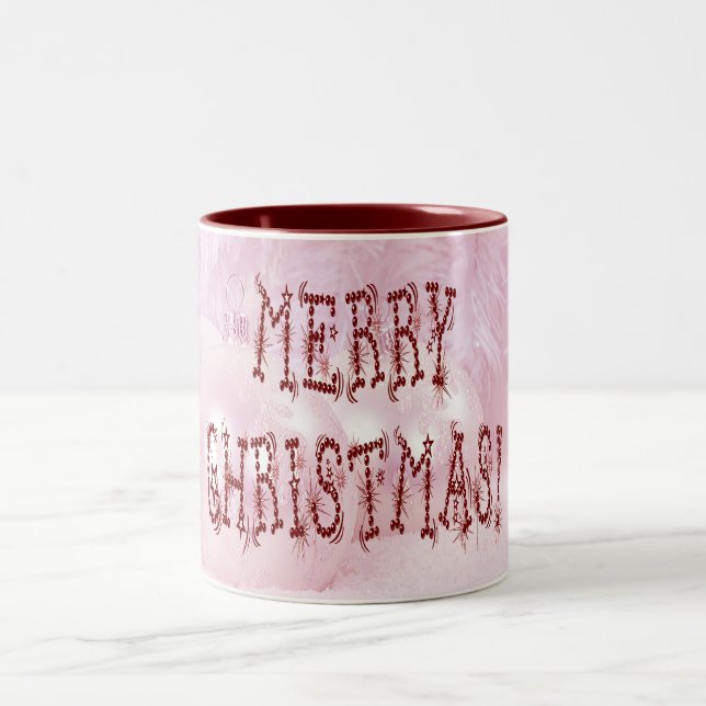 Tasse 2 Couleurs Joyeux Noël Bauble et Stars Police (Centre)