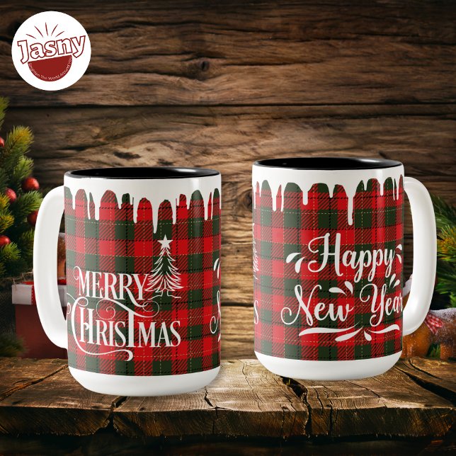 Tasse 2 Couleurs Joyeux Noël Bonne année Flannel (Créateur téléchargé)