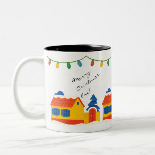 Tasse 2 Couleurs Joyeux Noël, Bre ! Village Maison Roumaine