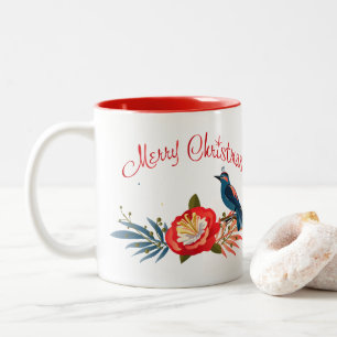 Tasse 2 Couleurs Joyeux Noël et Bonne Année ! Oiseau bleu 2025
