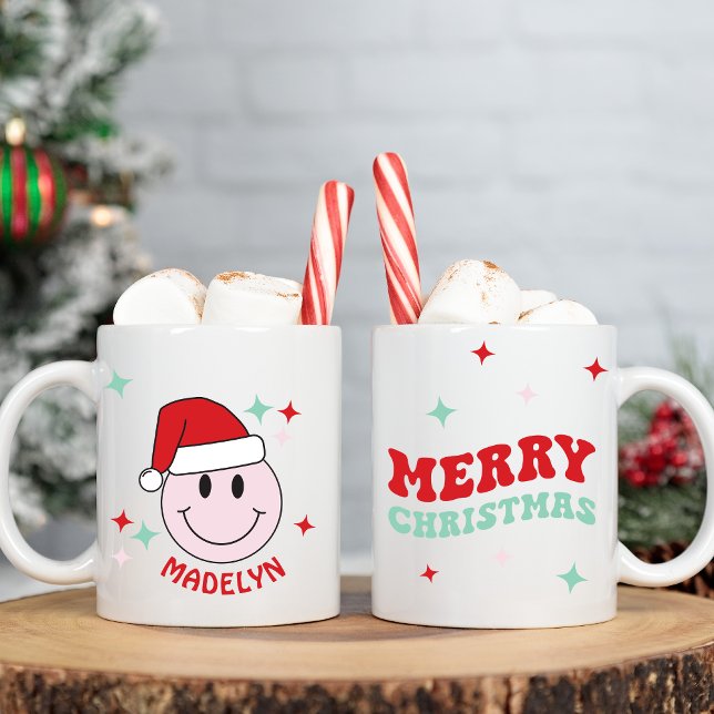 Tasse 2 Couleurs Joyeux Noël Joyeux visage personnalisé (Créateur téléchargé)