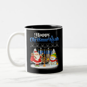 Tasse 2 Couleurs Joyeux Noël juif Chrismukkah Hanoukka