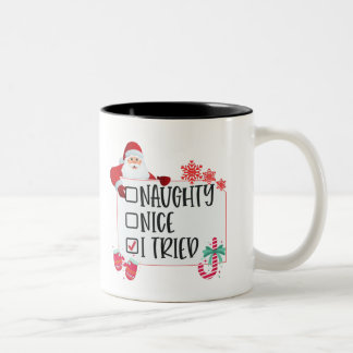 Tasse 2 Couleurs Joyeux Noël, Naughty Nice J'ai essayé