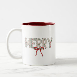 Tasse 2 Couleurs Joyeux Noël Préparatif Nœud Papillon Fête Coquette