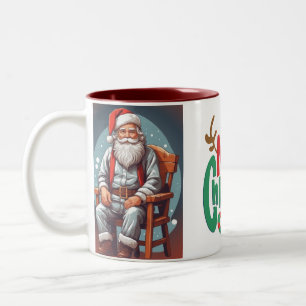 Tasse 2 Couleurs Joyeux Noël rustique Père Noël Cause