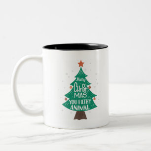 Tasse 2 Couleurs Joyeux Noël, sale animal drôle Noël
