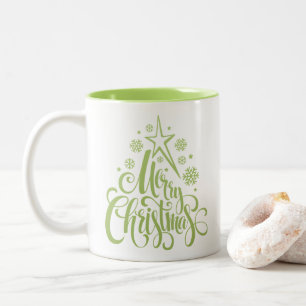 Tasse 2 Couleurs Joyeux Noël vert moderne