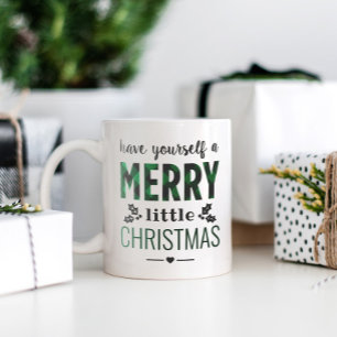 Tasse 2 Couleurs Joyeux petit Noël moderne Buffle vert Plaid
