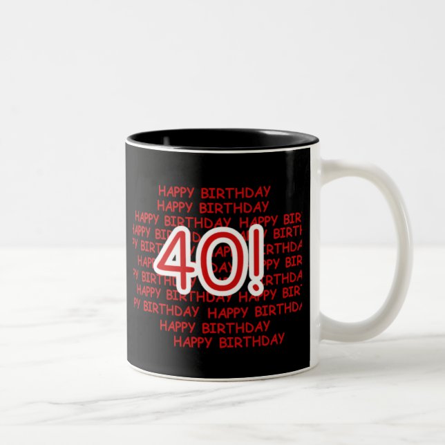 Tasse 2 Couleurs Joyeux quarantième anniversaire (Droit)