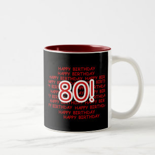 Tasse 2 Couleurs Joyeux quatre-vingtième anniversaire