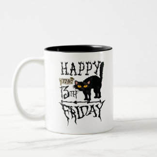 Tasse 2 Couleurs Joyeux Vendredi 13e Black Cat Scary Halloween.