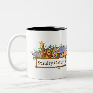 Tasse 2 Couleurs Jungle Safari Animaux Forêt Aquarelle