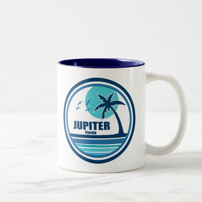 Tasse 2 Couleurs Jupiter Florida Palm Tree Birds (Droit)