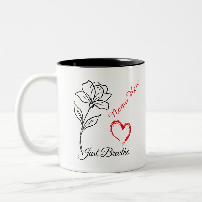 Tasse 2 Couleurs Just Breathe Personalized  (Gauche)