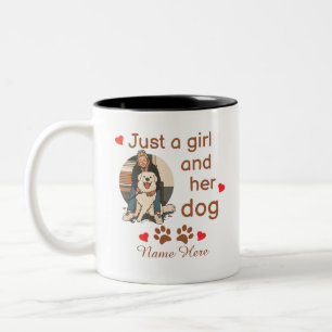 Tasse 2 Couleurs Juste Une Fille Et Son Chien Nom Personnalisé