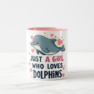 Tasse 2 Couleurs Juste une fille qui aime les dauphins