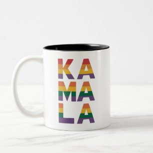 Tasse 2 Couleurs Kamala Harris 2024 Drapeau Arc-en-ciel Fierté Gay 