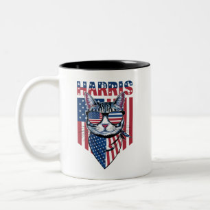Tasse 2 Couleurs Kamala Harris Présidente 2024 Chat Drôle 