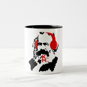 TASSE 2 COULEURS KARL MARX AVEC DES ÉCOUTEURS